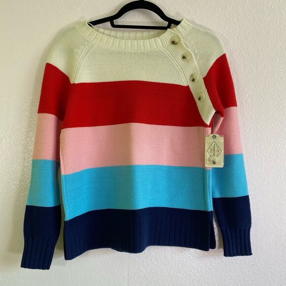 St. John's Bay Crew Neck Long Sleeve Striped Pullover Sweater Womens Size S - Picture 1 of 8